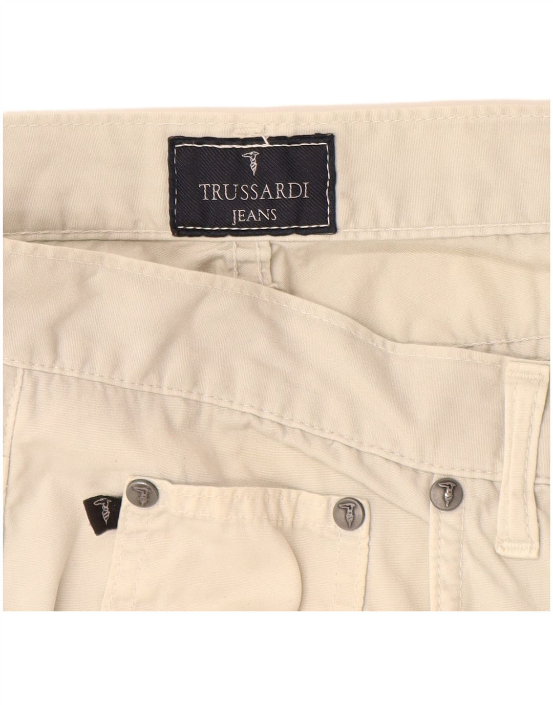 TRUSSARDI Pantalon décontracté droit W35 L30 Blanc Coton Homme