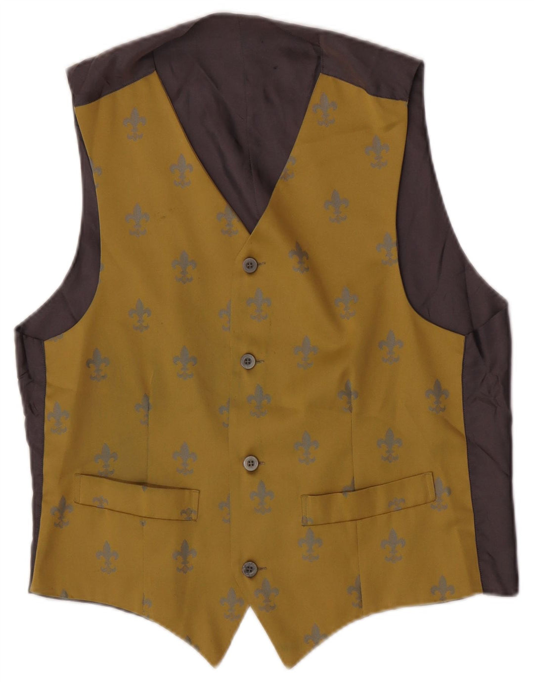 Gilet vintage à motif abstrait pour homme, Ikat jaune moyen