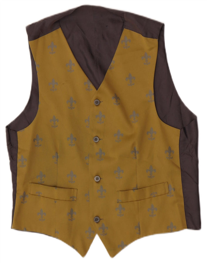 Gilet vintage à motif abstrait pour homme, Ikat jaune moyen