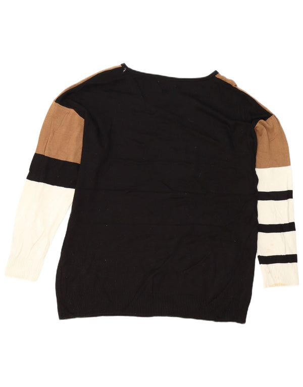 Calvin Klein Pull col bateau pour femme UK 16 Large Noir Colorblock