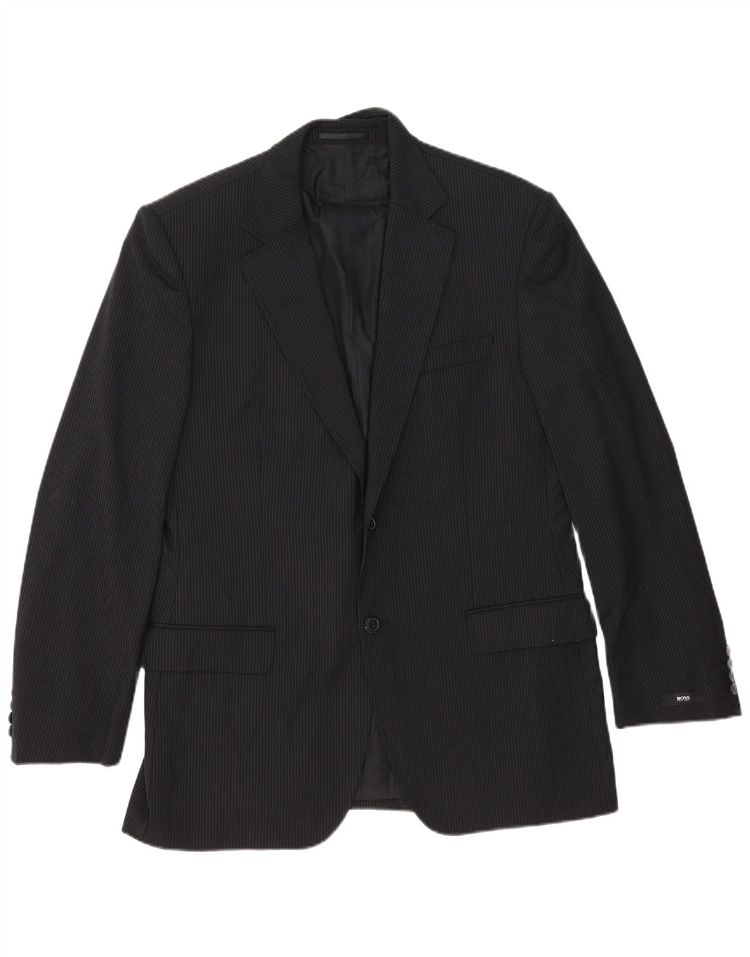 Hugo Boss Veste blazer à 2 boutons pour homme EU 54 2XL Laine vierge à fines rayures noires