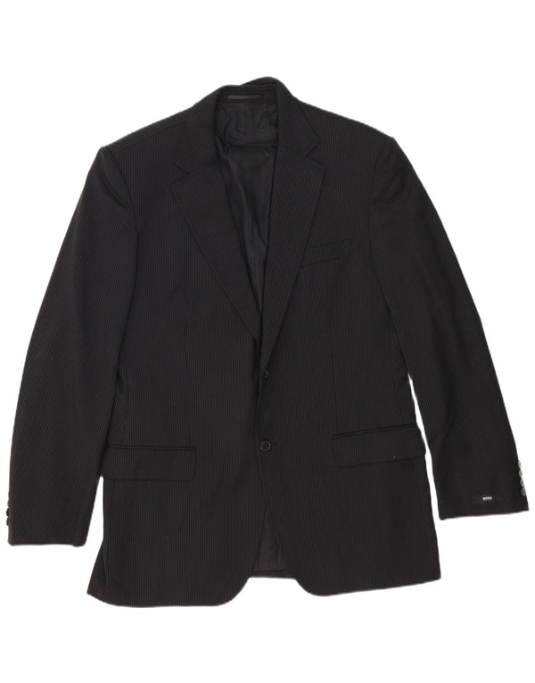 Hugo Boss Veste blazer à 2 boutons pour homme EU 54 2XL Laine vierge à fines rayures noires