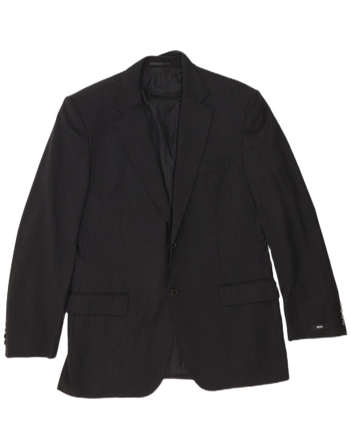 Hugo Boss Veste blazer à 2 boutons pour homme EU 54 2XL Laine vierge à fines rayures noires