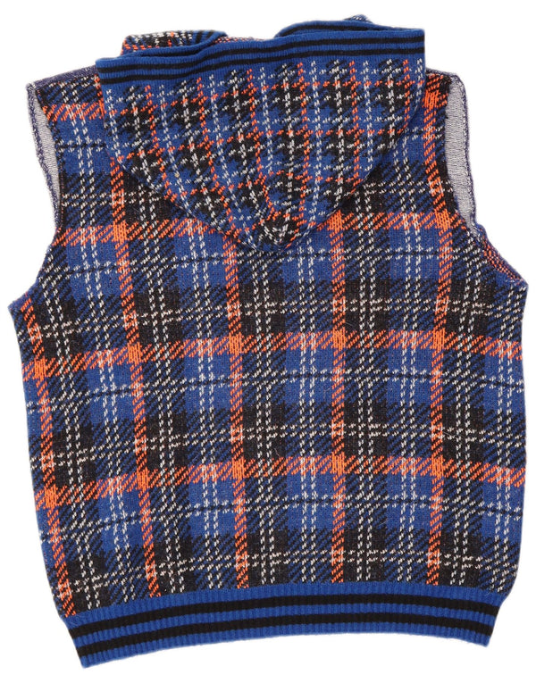 Benetton Débardeur à capuche pour femme UK 18 XL Bleu à carreaux