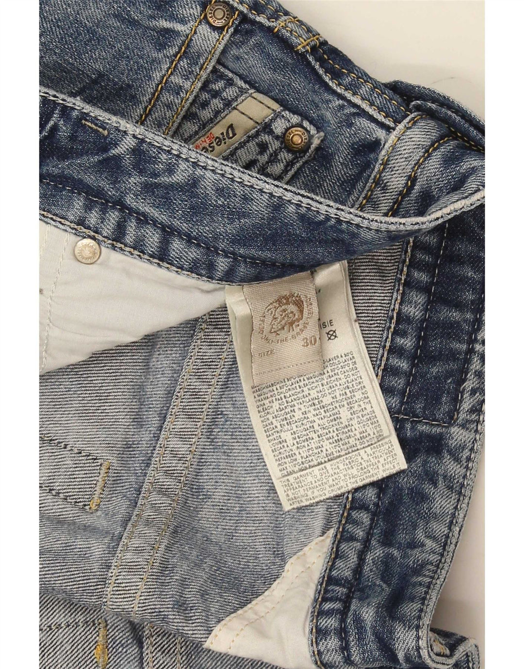 Diesel Jean slim vieilli W30 L33 en coton bleu pour homme