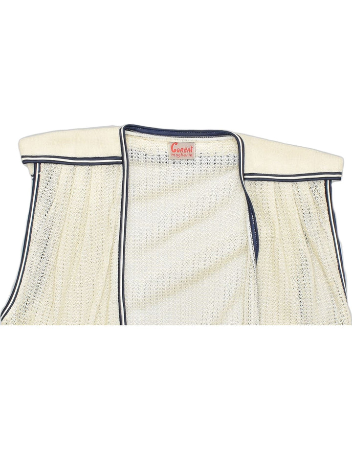 VINTAGE Womens Sleeveless Cardigan Sweater IT 44 Medium Beige Viscose | Vintage | Thrift | Second-Hand | Used Clothing | Messina Hembry 