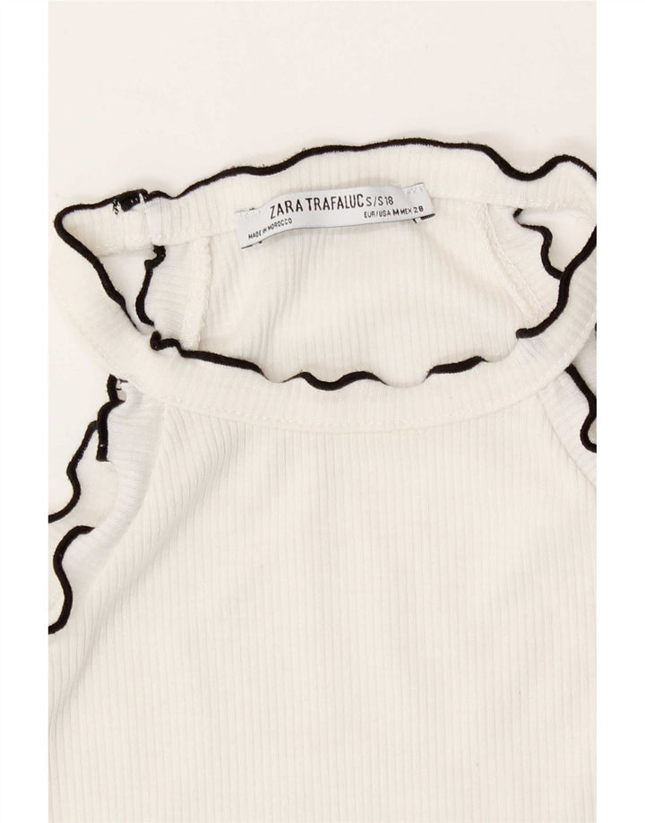 Zara Womens Crop Halter Top UK 12 Moyen Blanc Coton
