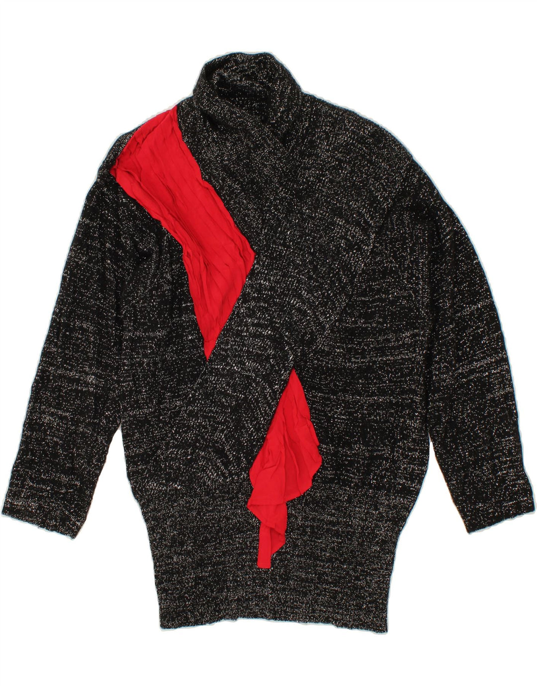 VINTAGE Womens Shawl Neck Jumper Sweater IT 44 Medium Black Colourblock Vintage Vintage and Second-Hand Vintage from Messina Hembry 