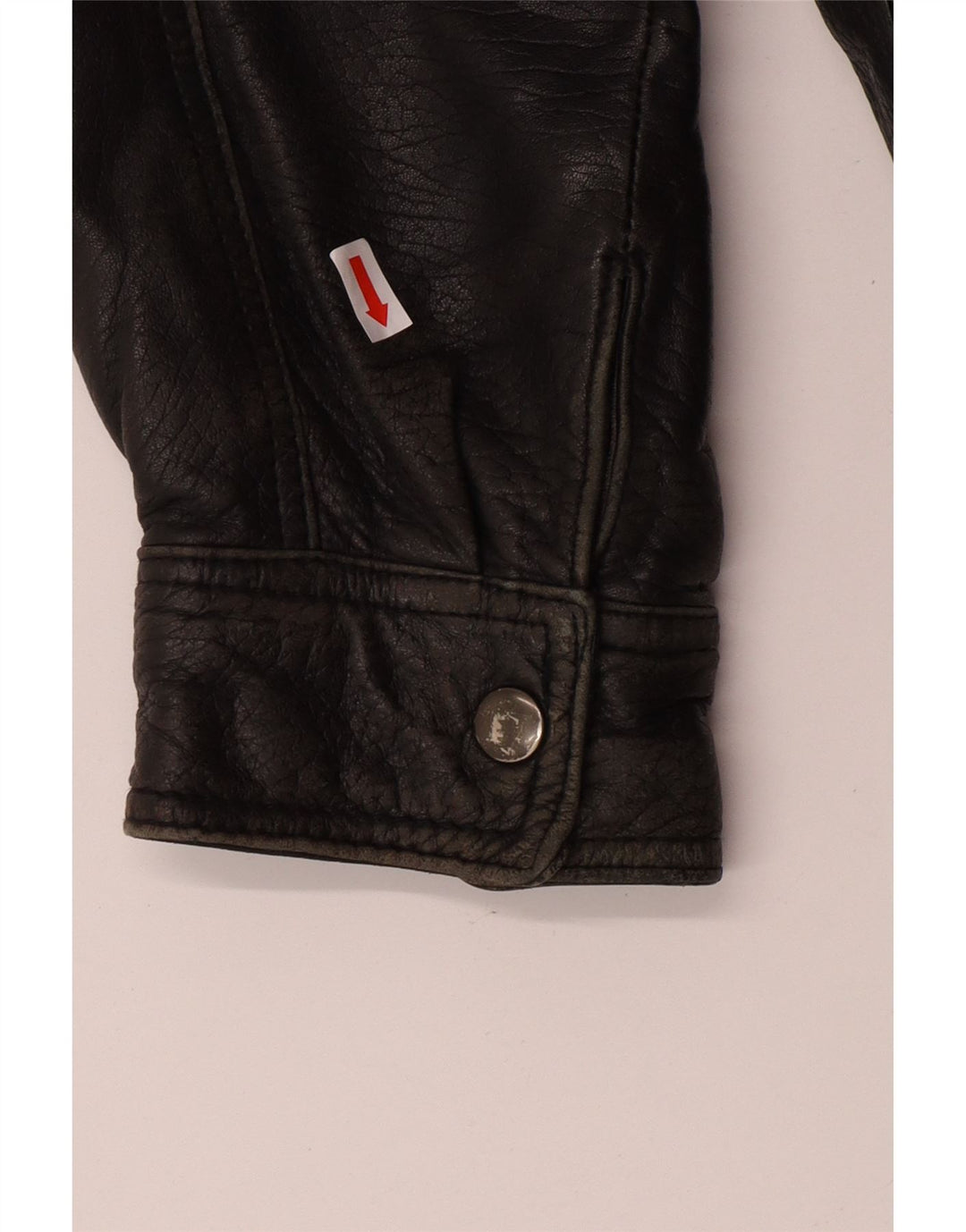 VINTAGE Veste en cuir homme UK 40 Grand cuir noir