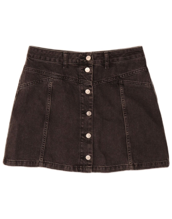 Moto Mini jupe en jean pour femme UK 12 Medium W30 Noir Coton