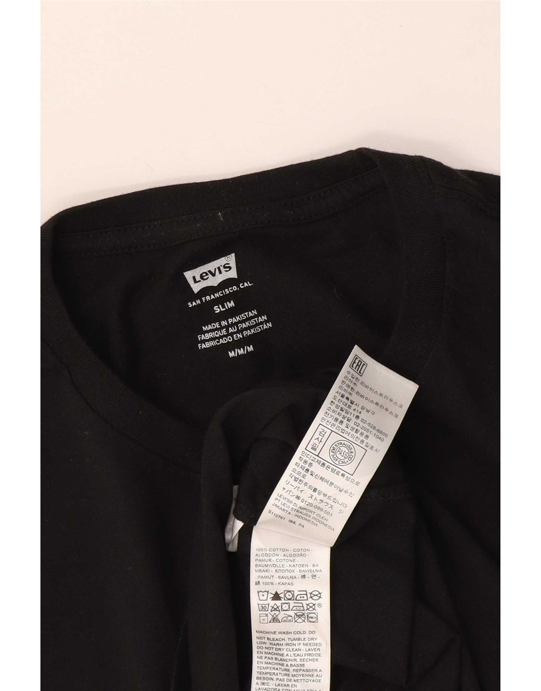 Levi's Tee-Shirt Slim Homme Noir Moyen Coton