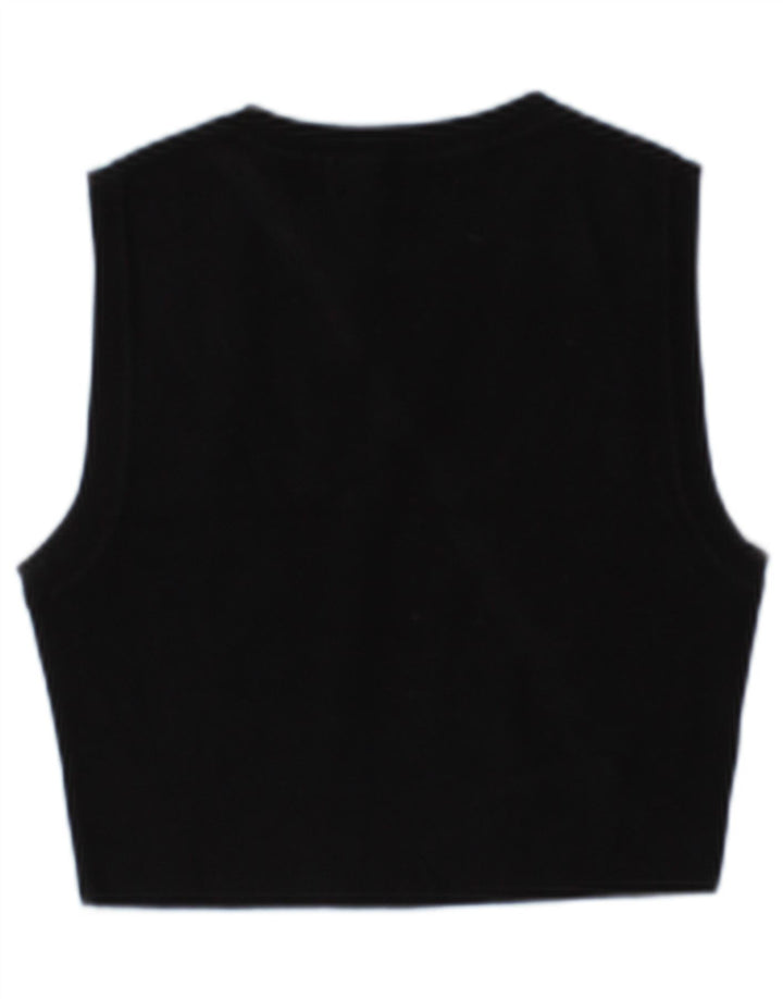 Zara Womens Crop Vest Top UK 14 Large Noir Viscose
