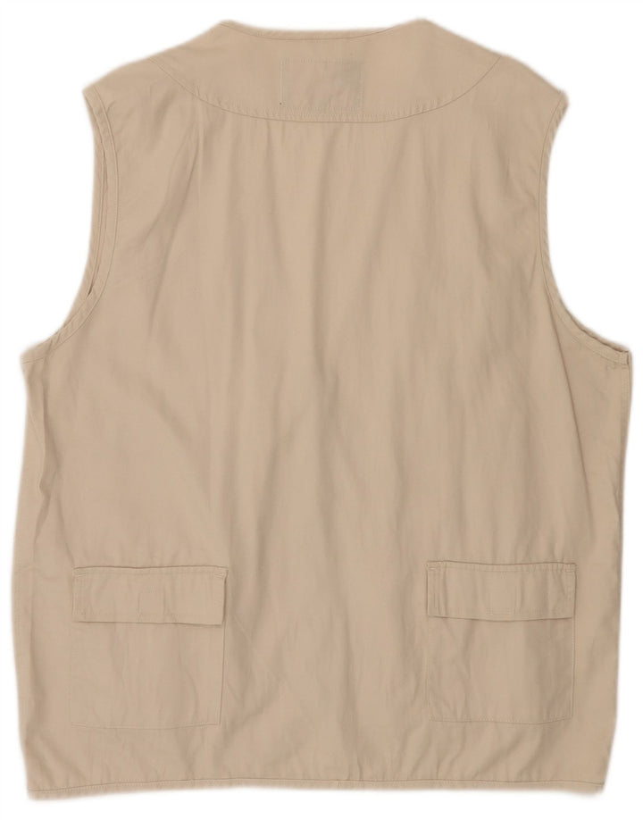 vintage Mens Utility Gilet UK 42 XL Beige Coton
