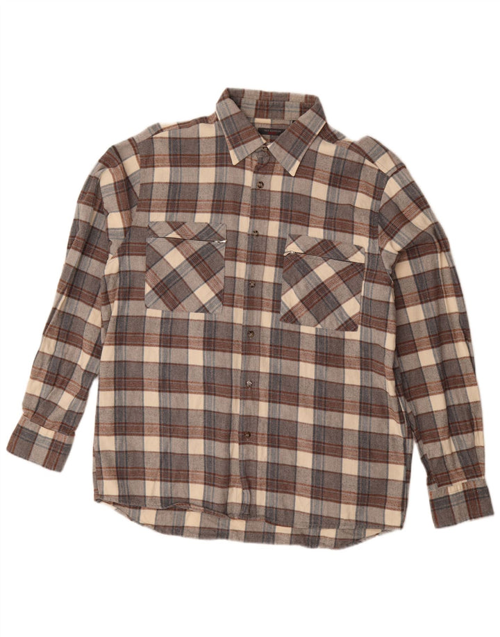 Sea Barrier Chemise en flanelle pour homme en coton à carreaux gris