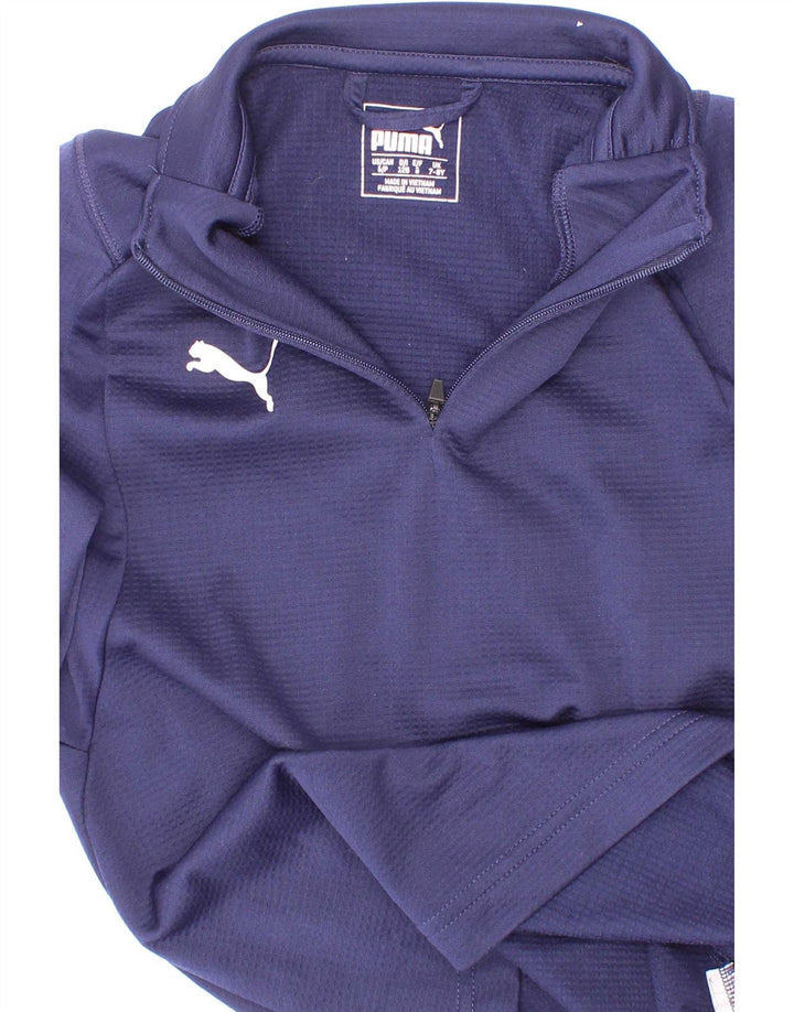 Puma Haut de survêtement à col zippé pour garçon 7-8 ans Bleu marine