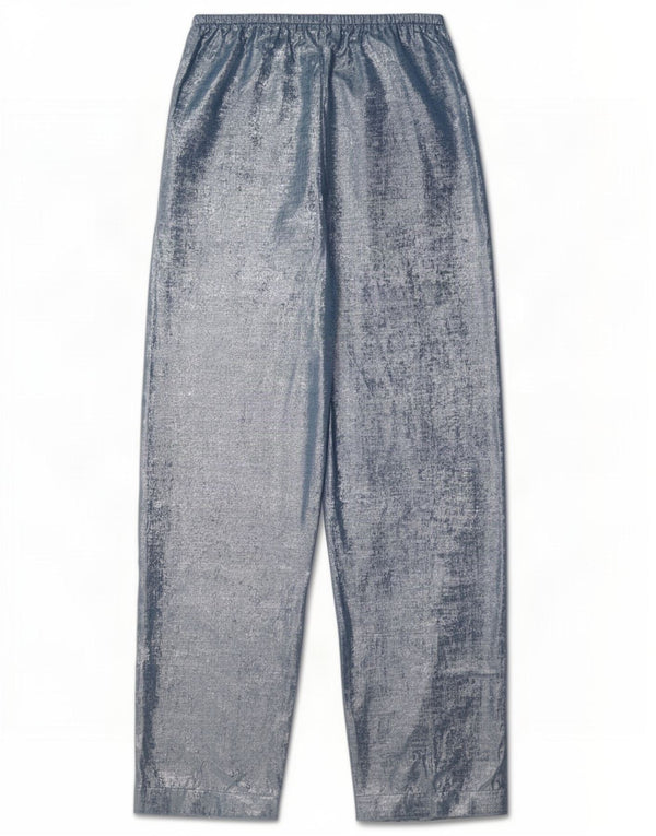 Zara Pantalon Femme Taille Haute Coupe Ample XS W24 L31 Bleu Polyester