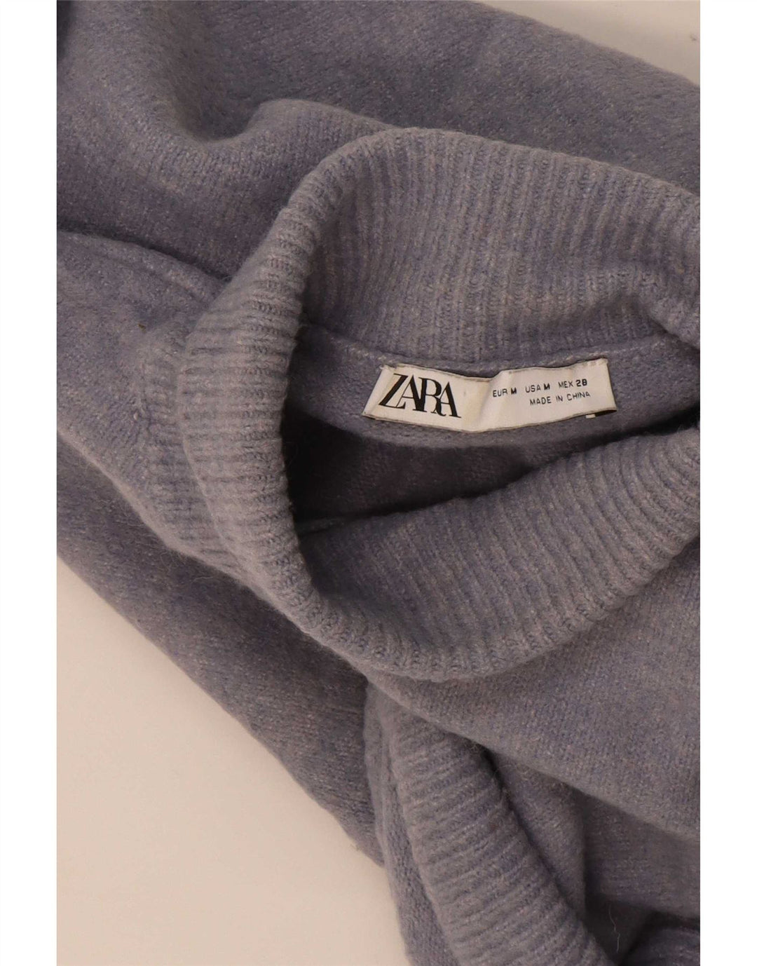 Zara Pull court surdimensionné à col roulé pour femme UK 14 Bleu moyen