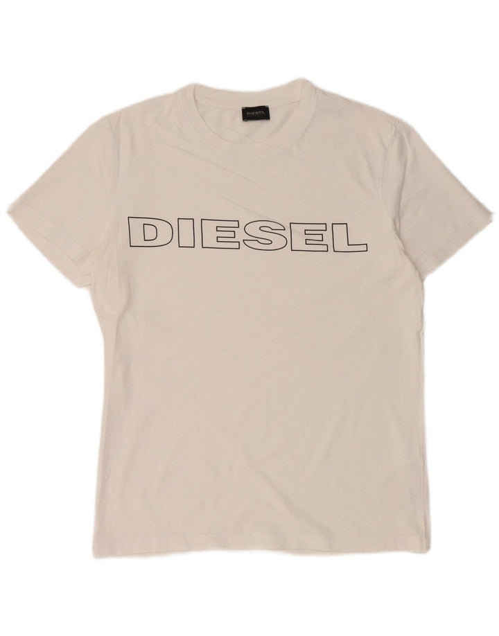 DIESEL T-Shirt Graphique Homme Petit Blanc Coton