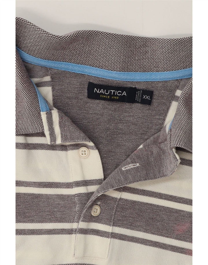 NAUTICA Polo Homme 2XL Gris Rayé Coton