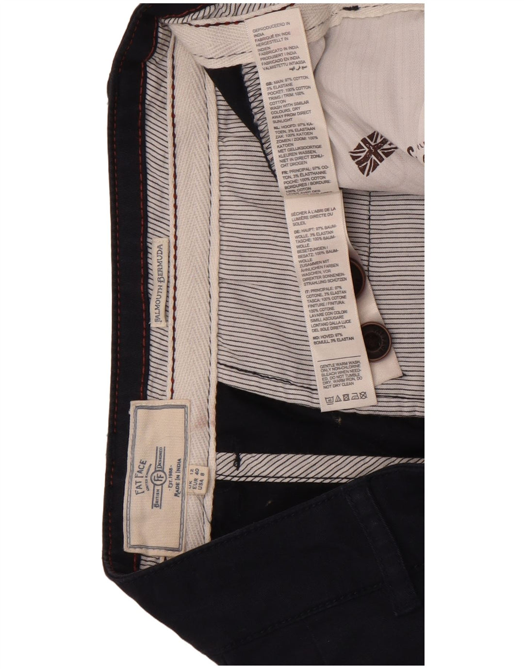 Fat Face Bermuda Femme UK 12 Medium W34 Bleu Marine Coton