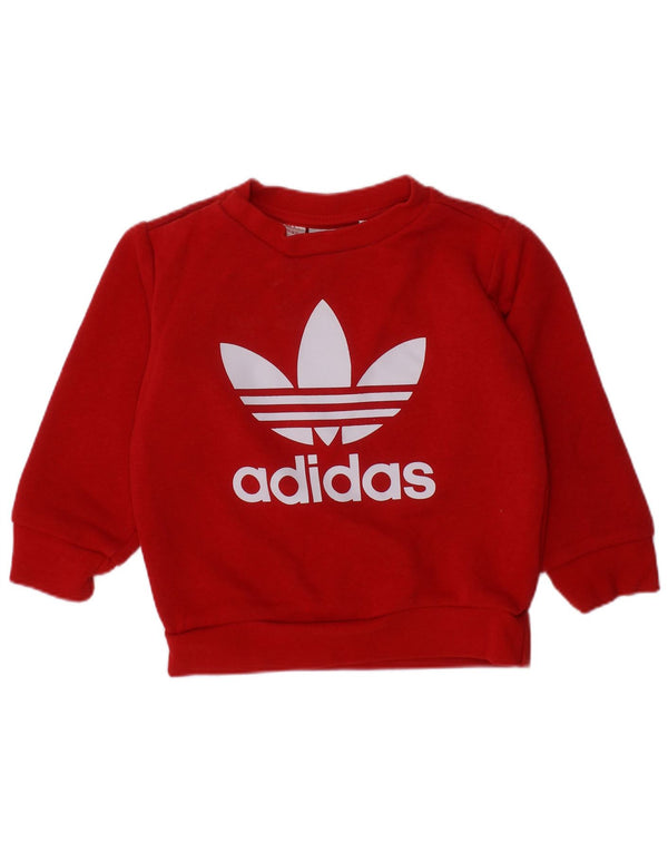 ADIDAS Baby Boys Graphic Sweatshirt Jumper 9-12 Months Red Cotton