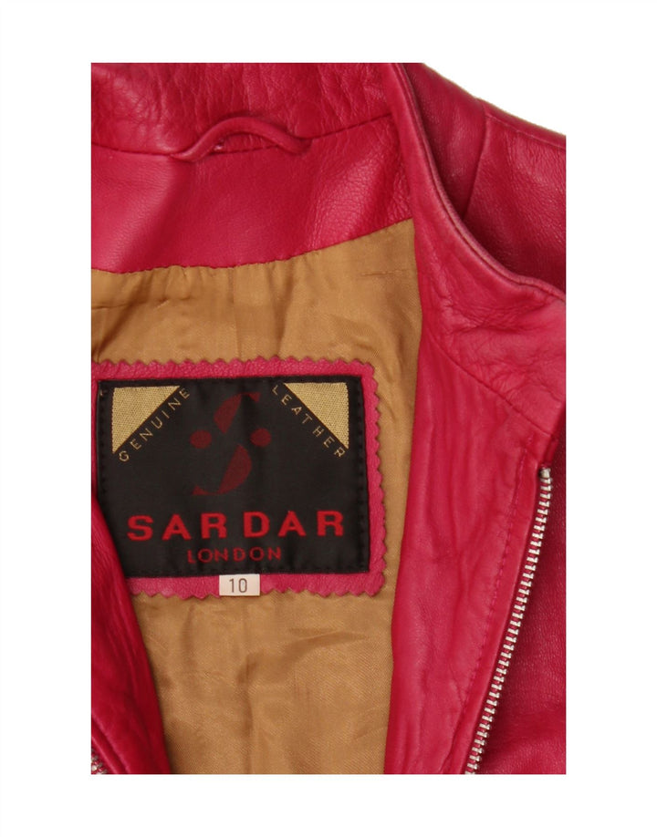 SARDAR Womens Leather Jacket UK 10 Small Pink Leather Vintage Sardar and Second-Hand Sardar from Messina Hembry 