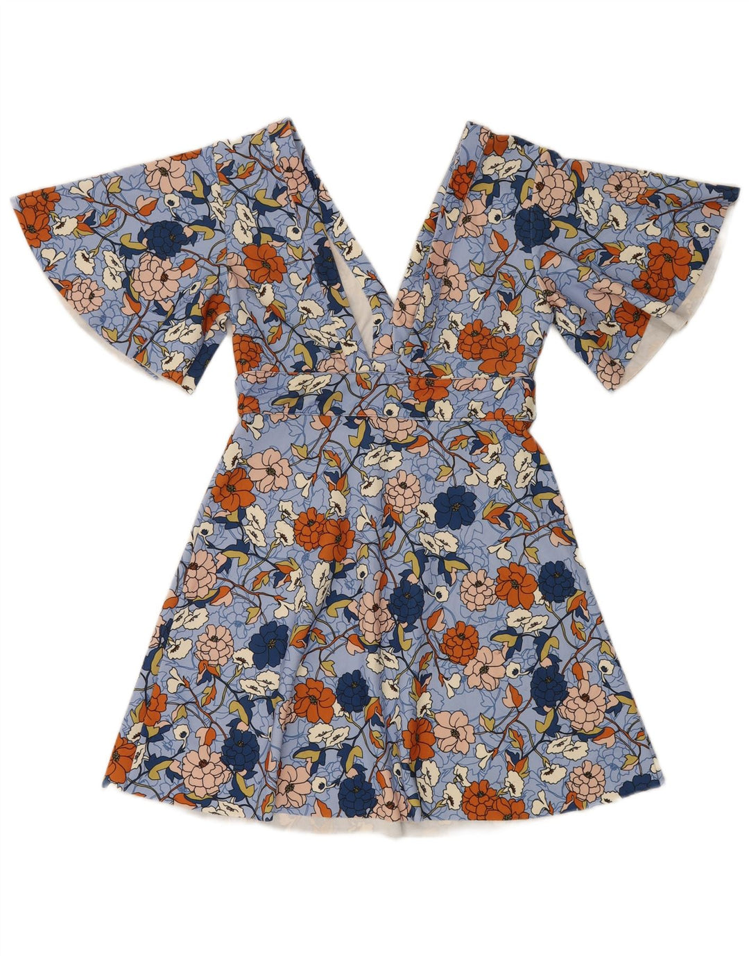 Zara Robe trapèze chauve-souris pour femme UK 12 Bleu moyen floral