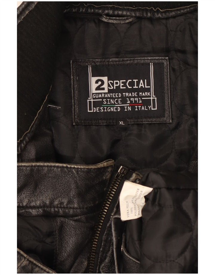 veste en cuir biker homme vintage UK 42 XL cuir noir