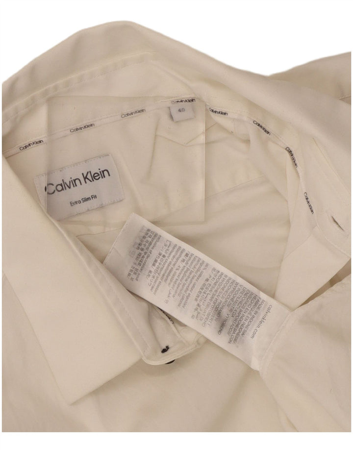 Calvin Klein Chemise extra slim fit pour homme Taille 40 Coton blanc moyen