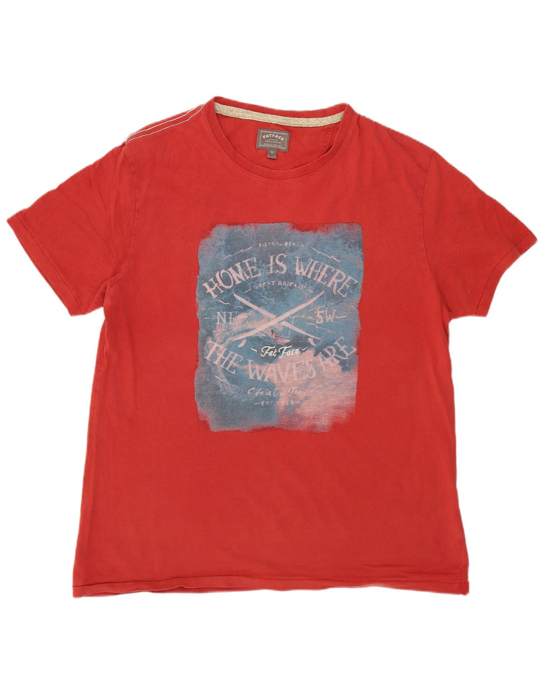 Fat Face T-Shirt Graphique Homme Rouge Moyen Coton