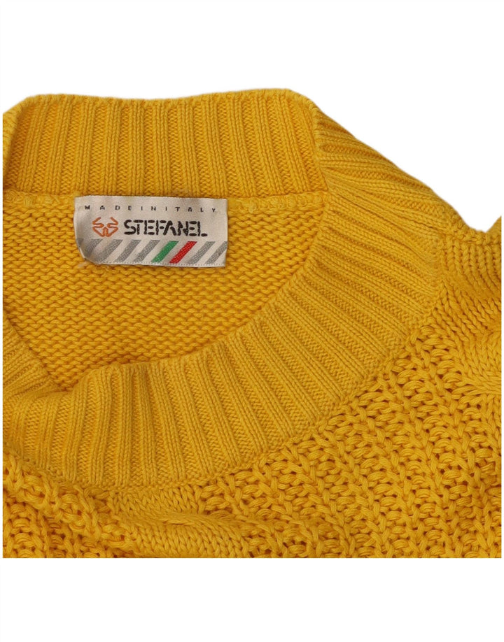 STEFANEL Pull col roulé pour femme UK 14 Large Jaune