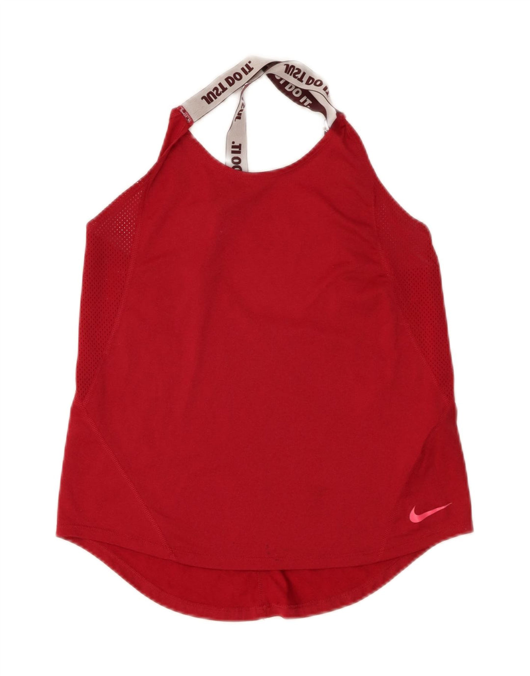 Nike Femme Dri Fit Débardeur UK 12 Rouge Moyen Polyester