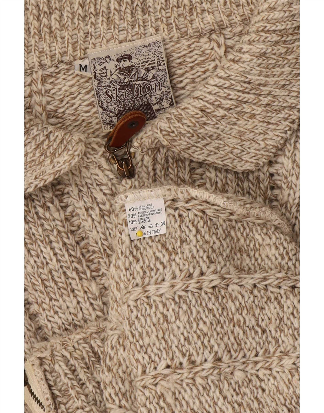 vintage Womens Cardigan Sweater UK 14 Laine mouchetée brun moyen