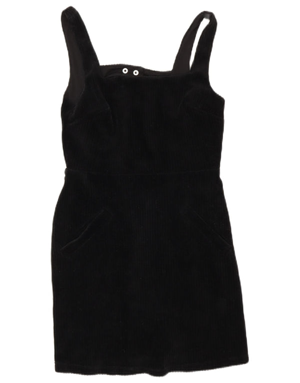 Topshop Robe en velours côtelé sans manches pour femme UK 8 Petit coton noir