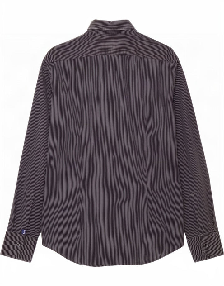 Trussardi Jeans Chemise Homme Gris Moyen À Fines Rayures En Coton