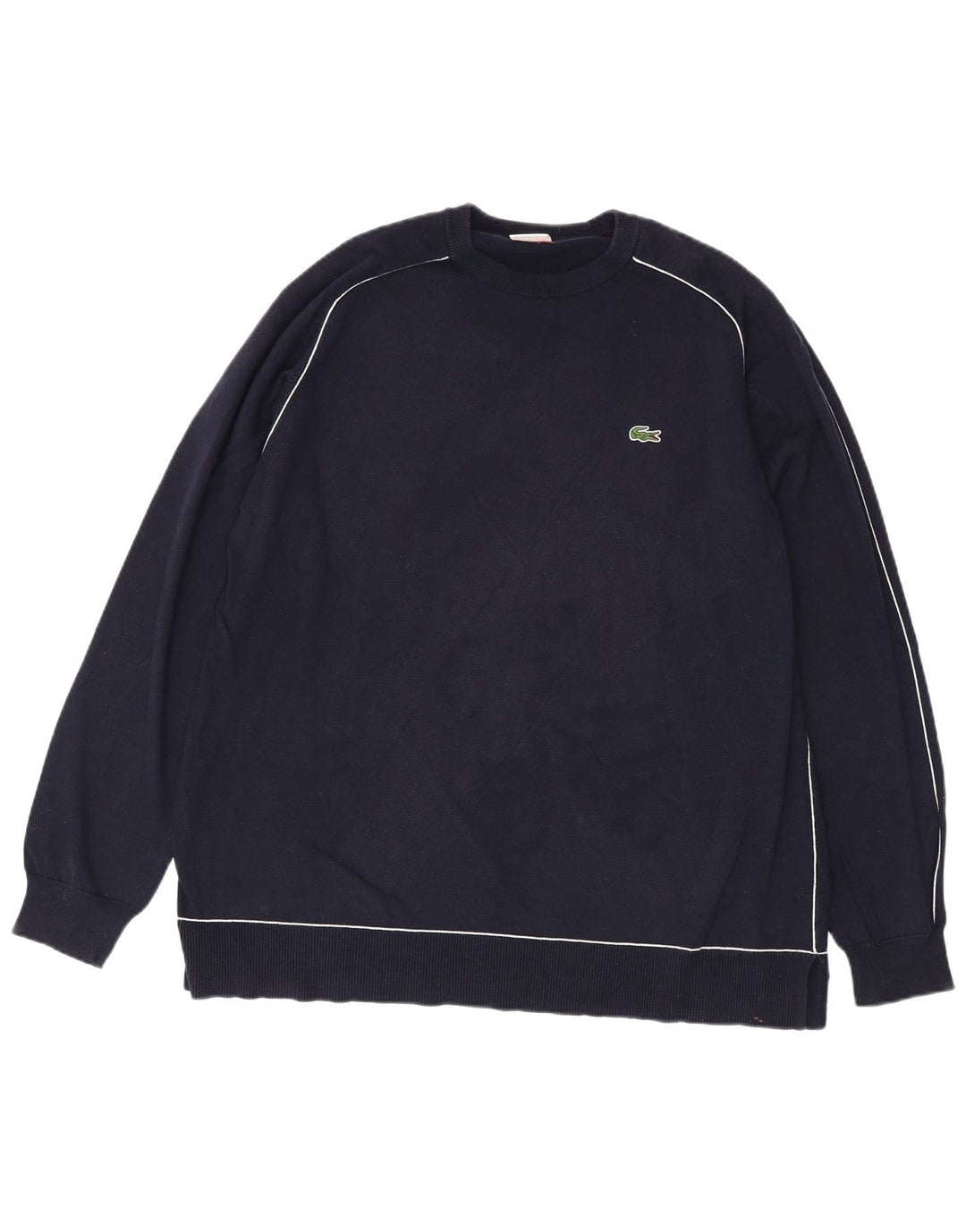 LACOSTE Mens Live Crew Neck Jumper Pull Taille 8 3XL Bleu Marine Coton