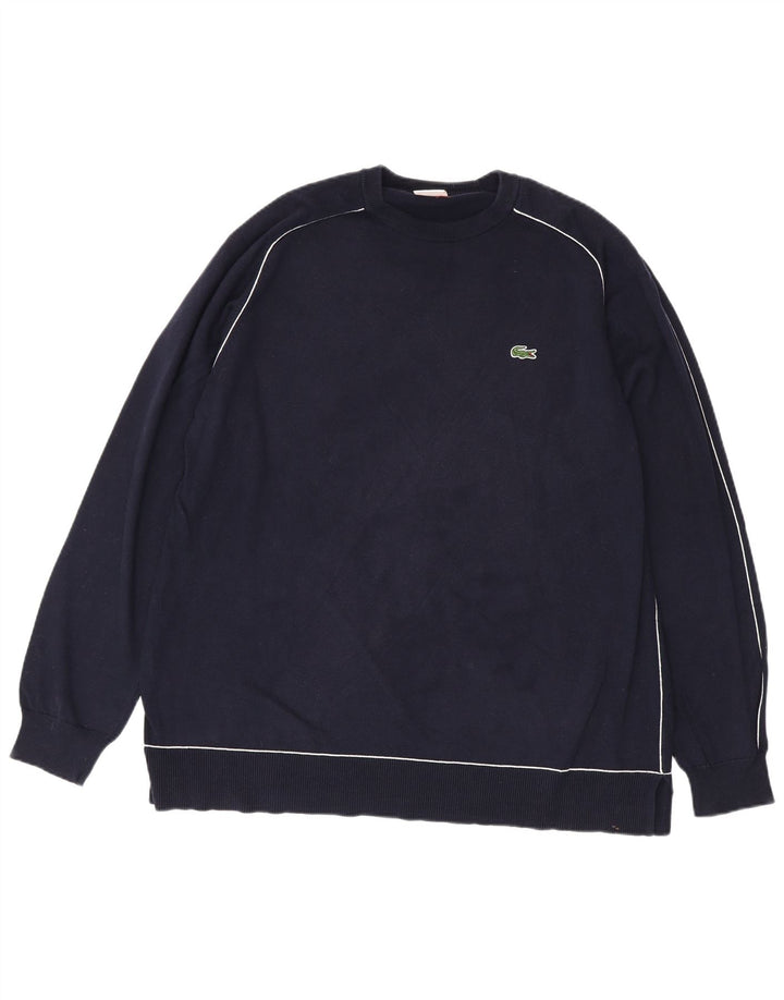 LACOSTE Mens Live Crew Neck Jumper Pull Taille 8 3XL Bleu Marine Coton