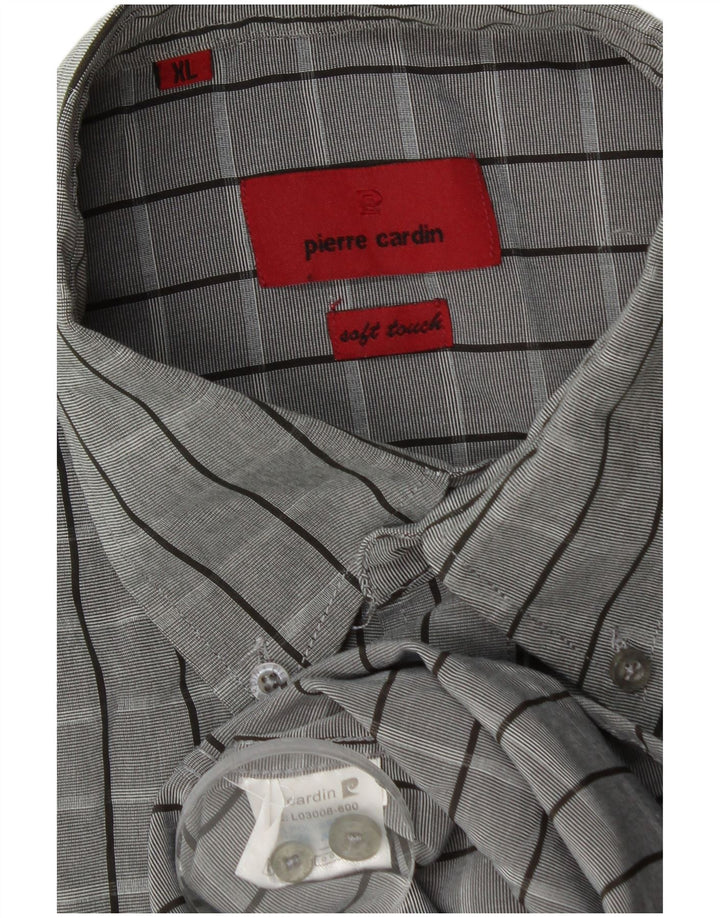Pierre Cardin Chemise à manches courtes homme XL gris carreaux polyester