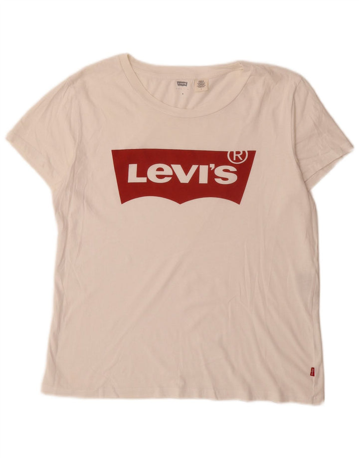Levi's T-Shirt Graphique Femme UK 14 Blanc Moyen