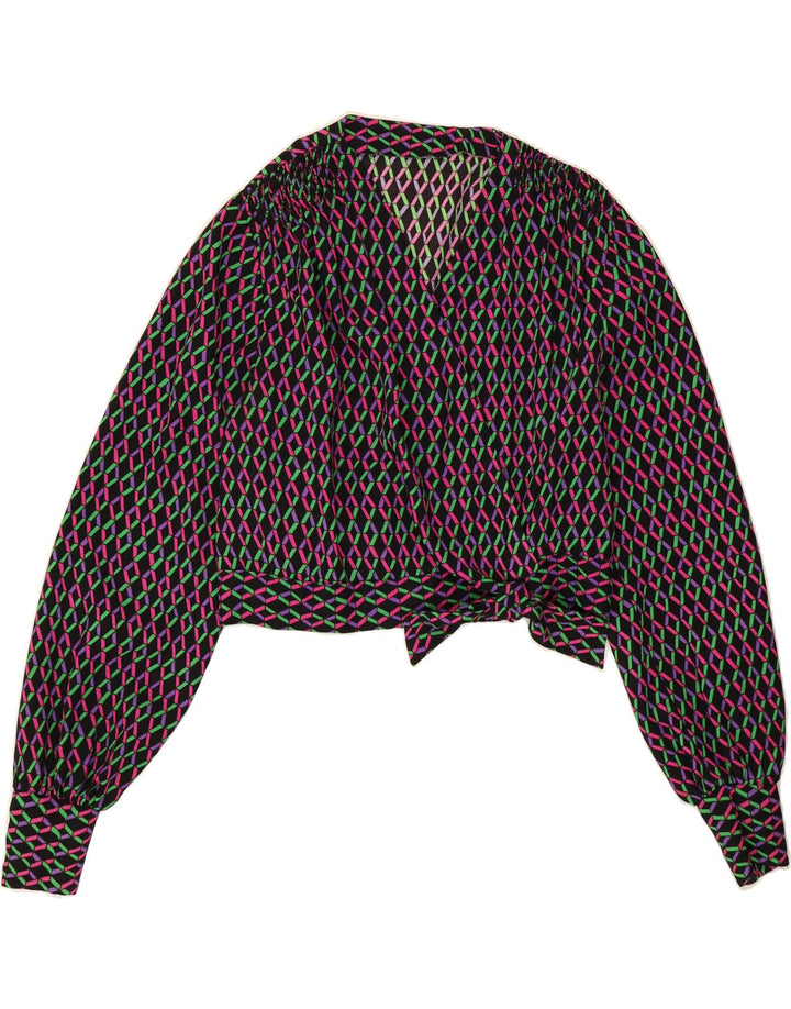 VINTAGE Womens Long Sleeve Blouse Top UK 14 Medium Multicoloured Geometric Vintage Vintage and Second-Hand Vintage from Messina Hembry 