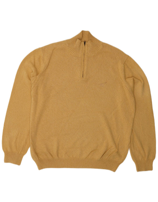 Henry Cottons Pull à col zippé pour homme en coton jaune Taille L