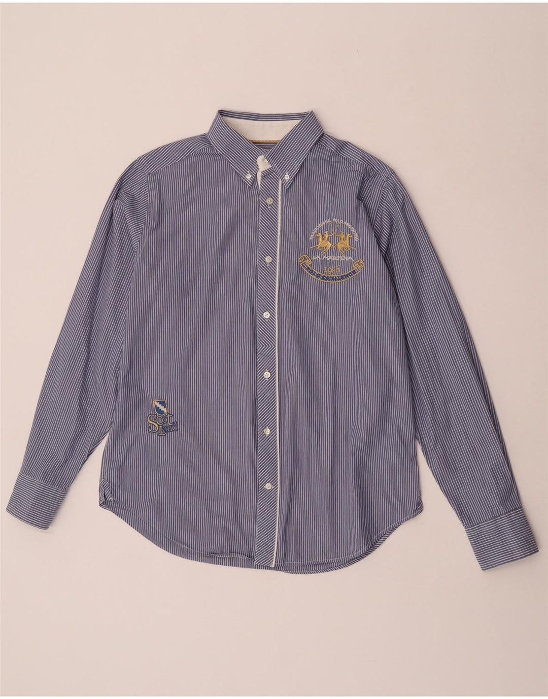 La Martina Chemise Graphique Homme Bleu Moyen Rayé Coton
