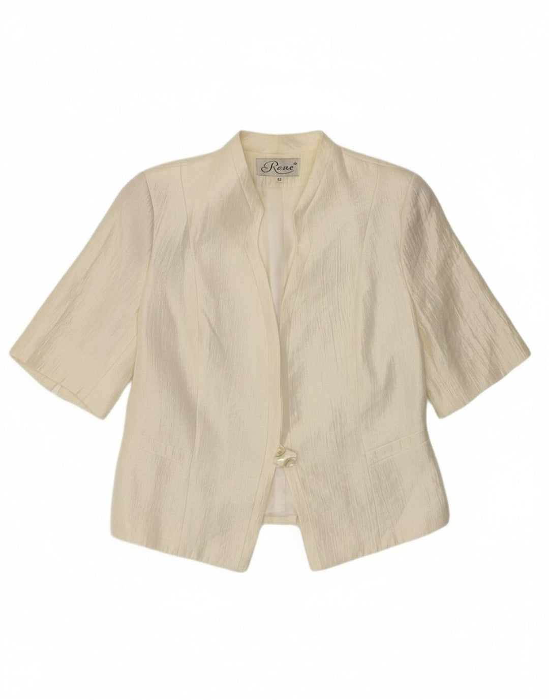 RENE Womens 1 Button Short Sleeve Blazer Jacket IT 42 Medium Off White