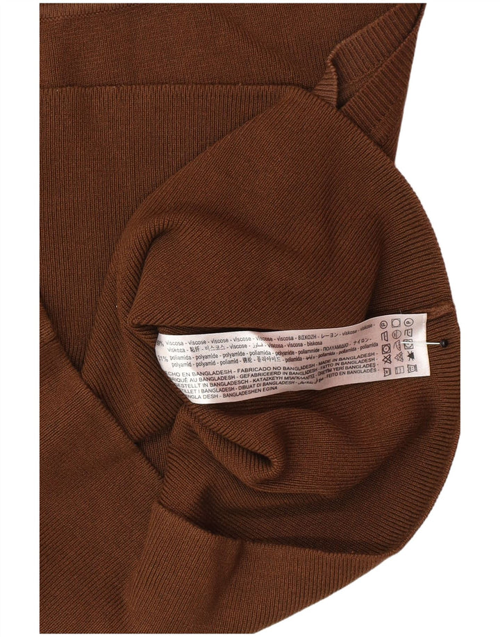 Zara Haut court sans manches pour femme UK 12 Viscose marron moyen