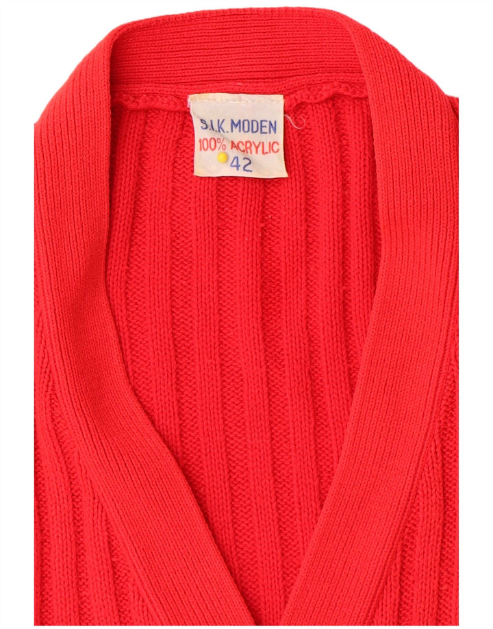 vintage Femme Cardigan Pull IT 42 Acrylique Rouge Moyen