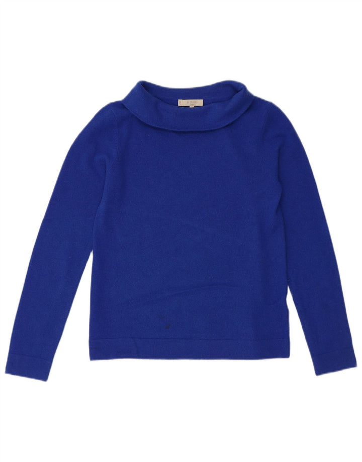 HOBBS Pull col roulé pour femme UK 10 Petite laine bleue