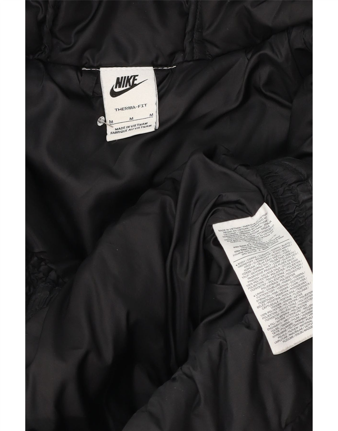 Nike Veste matelassée à capuche Therma-Fit pour homme UK 38 Noir Moyen Polyester