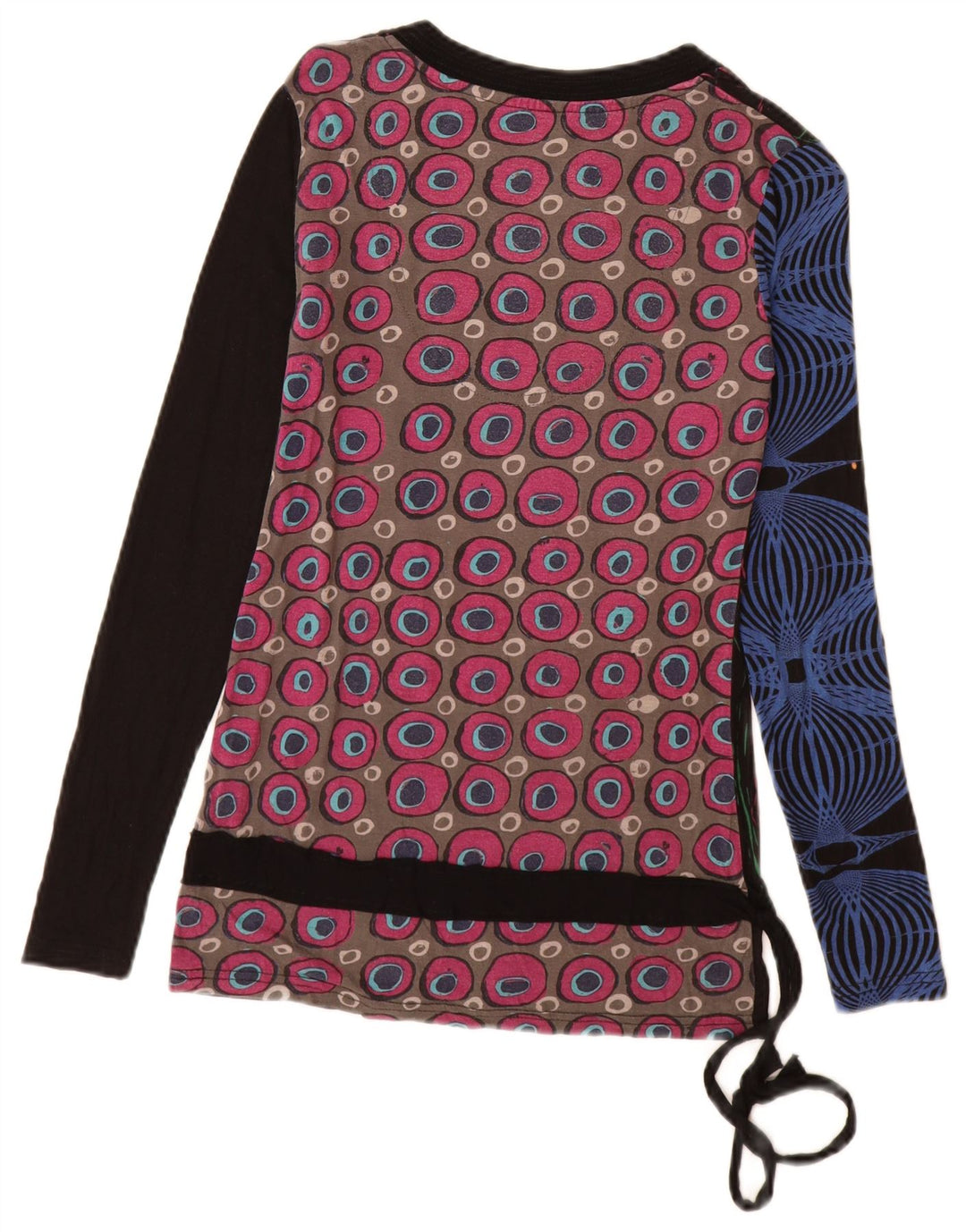 Desigual Femme Graphic Top Manches Longues UK 10 Small Multicolore Viscose
