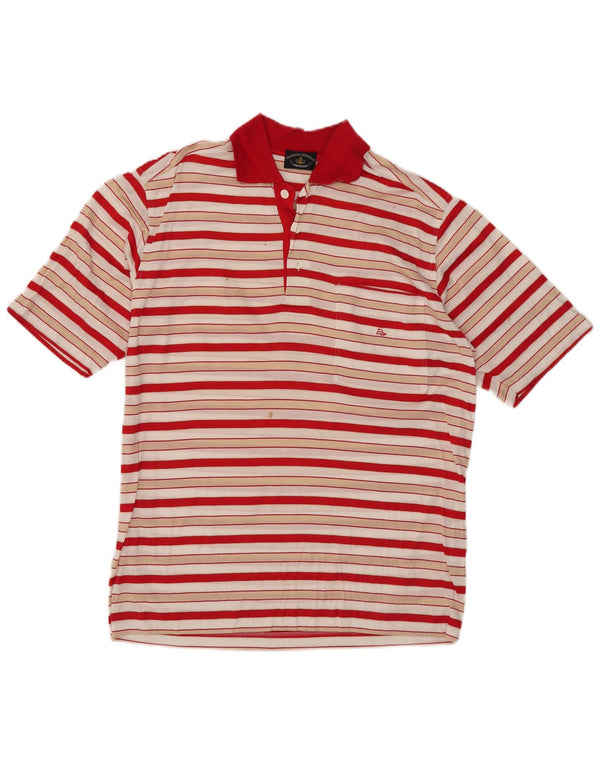 Amerigo Vespucci Polo Homme Coton Rayé Rouge Moyen
