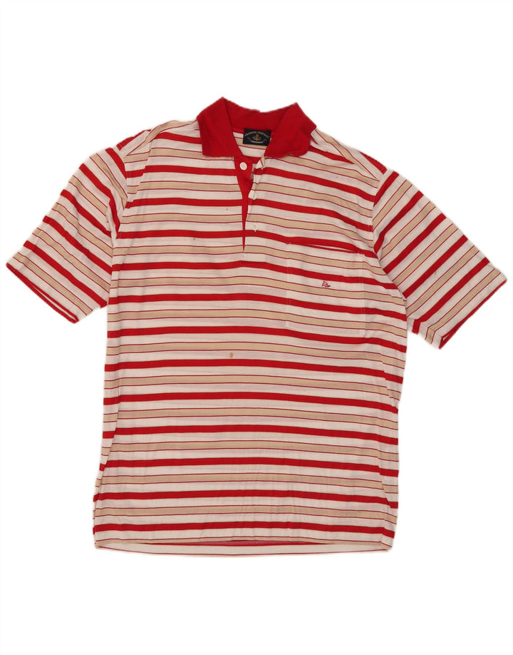 Amerigo Vespucci Polo Homme Coton Rayé Rouge Moyen
